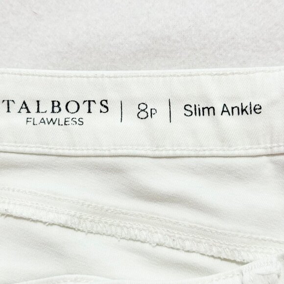 Talbots Women's Scalloped Hem Stretch Flawless Slim Ankle White Jeans Size 8P - Picture 5 of 10